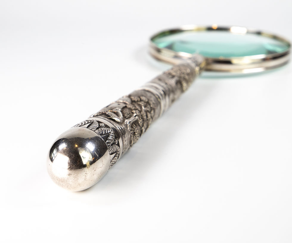 Thumbnail: Large Impressive North Eastern Indian Silver Magnifying Glass Calcutta 1890