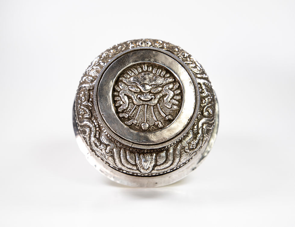 Thumbnail: Chinese Sino Tibetan Silver & Wood Dragon Tea Bowl Or Cup 1860