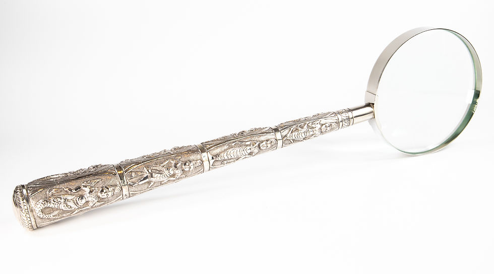 Thumbnail: Large Impressive South Indian Silver Magnifying Glass Lord Vishnu Avatars 1890