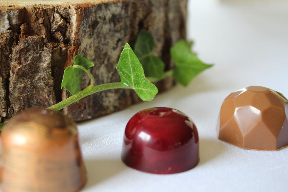 Close-up view of an artisanal chocolate truffle