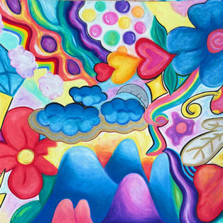 cool colorful trippy whimsical illustration by rosalie grubb