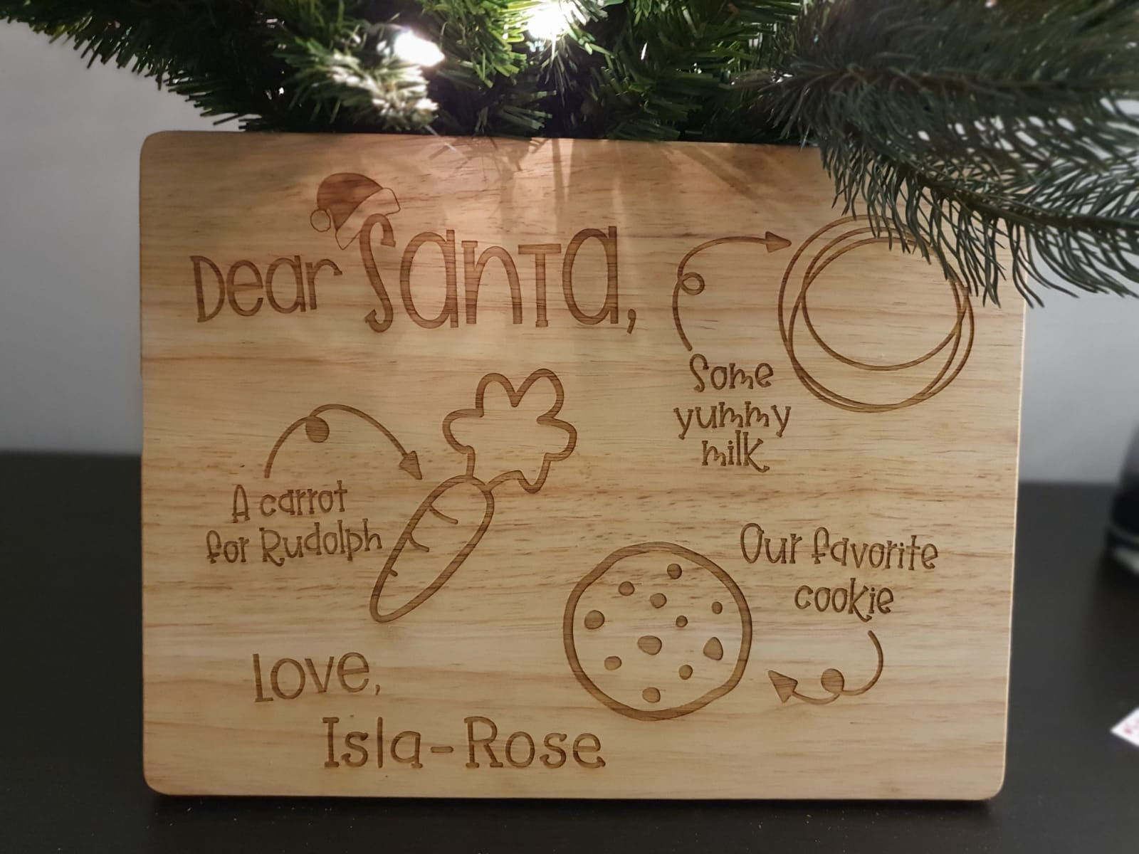 Personalised Names Father Christmas & Rudolph Treat Wooden Board Gift