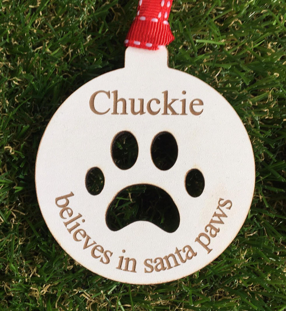 Thumbnail: Personalised Christmas Tree Decoration Paw Print Bauble Family Gift