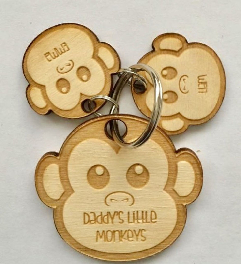 Thumbnail: Personalised Wooden Keyring Monkey