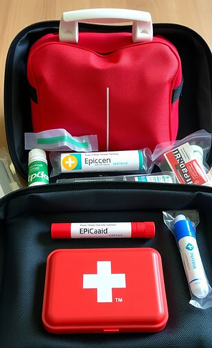 epi-pen, first aid equipment, and defibrillator.jpg
