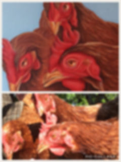 ex battery chicken painting