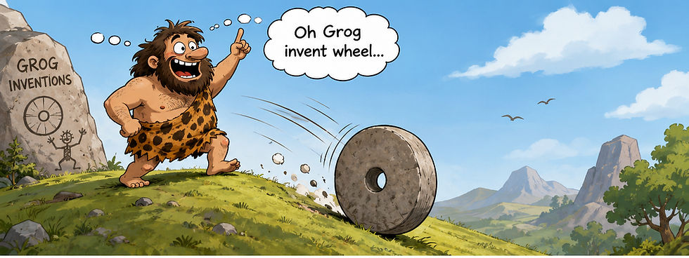 grog invents the wheel good