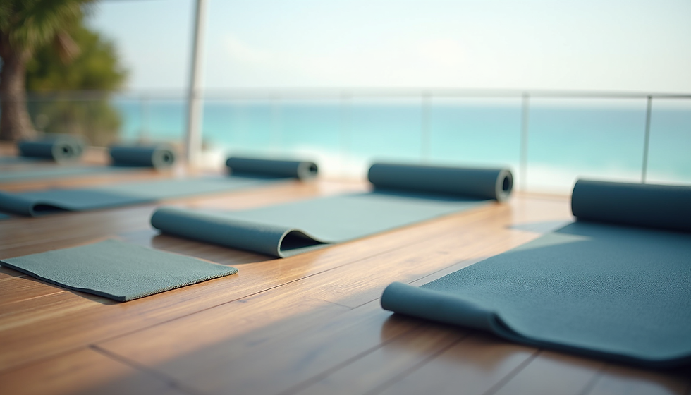 Yoga mats with a view of the ocean