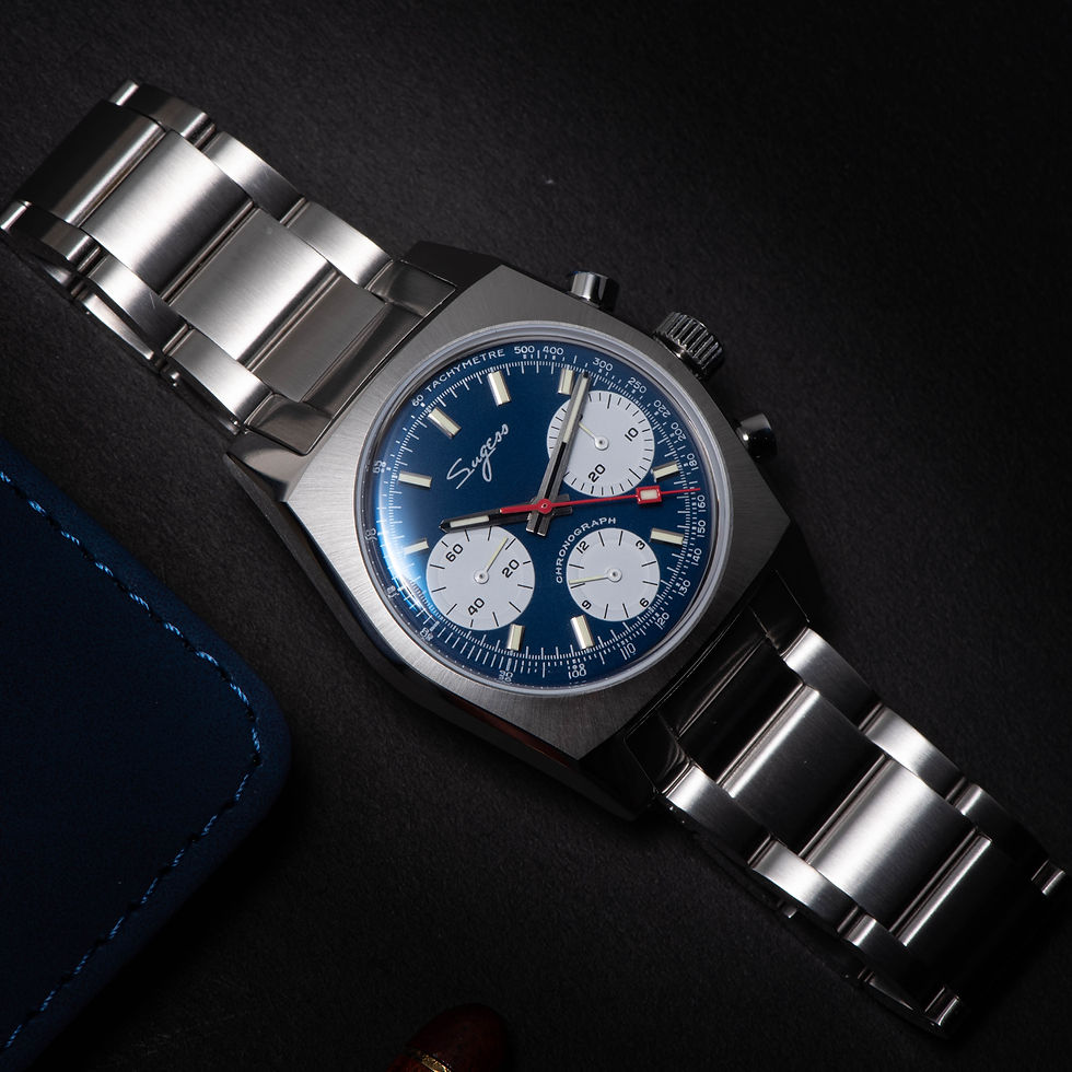 Thumbnail: Seagull Sugess ST1902 Panda 37mm Blue-W Chronograph Domed Sapphire 2 Straps 1963