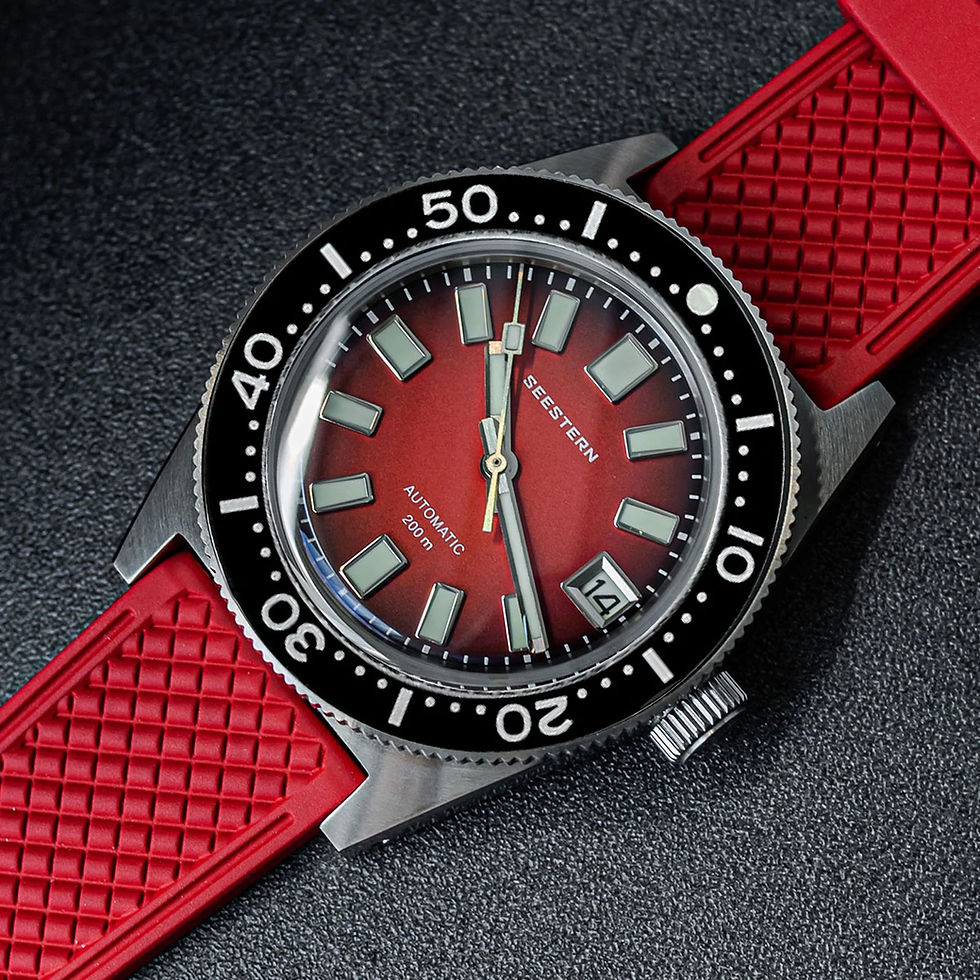 Thumbnail: SEESTERN Vintage 62MAS, V3, Red, NH35, Sapphire, Lume,Diver, Bracelet + Rubber