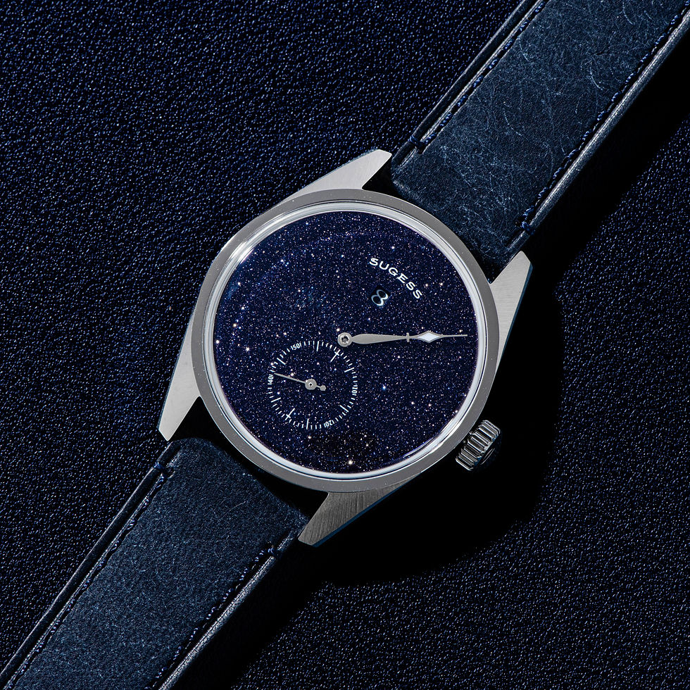Thumbnail: Seagull Sugess ST17, Jump Hour, Blue Goldstone, 38mm, Automatic, 2 Straps, 1963