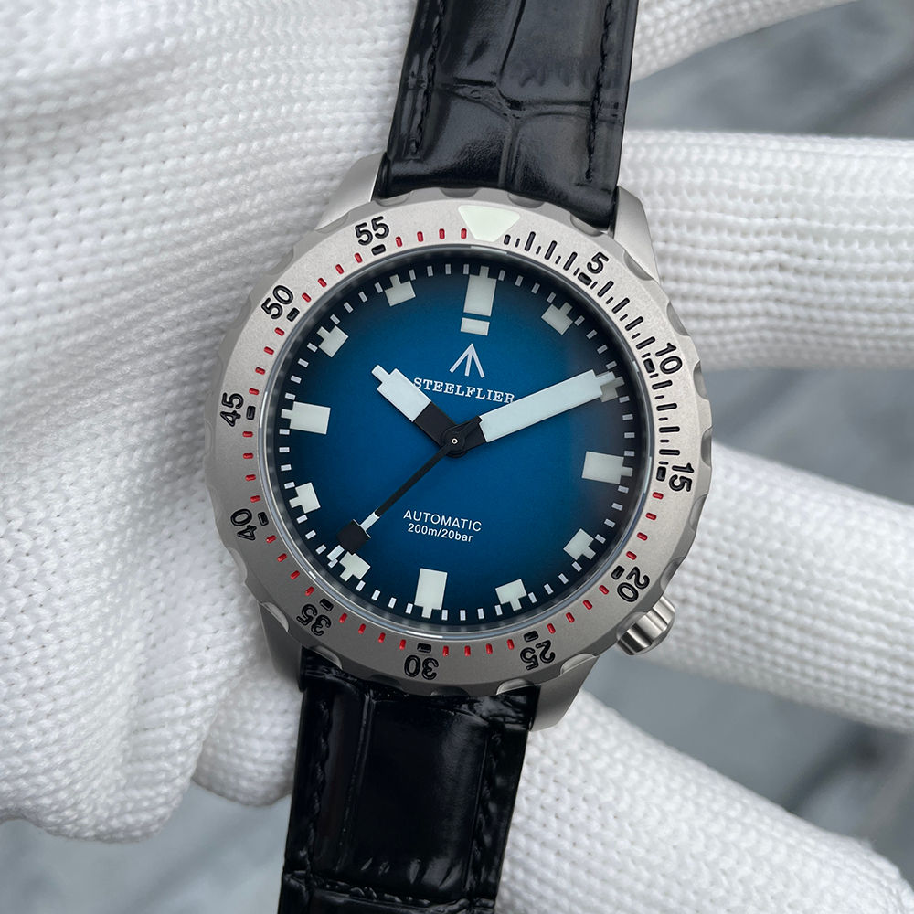 Steeldive Steelflier SF755U, Small Diver, NH35, Sapphire, Lume, Diving, Leather