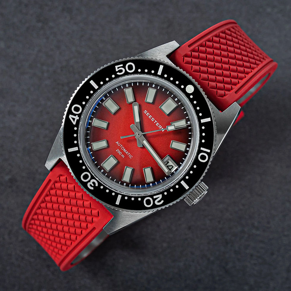Thumbnail: SEESTERN Vintage 62MAS, V3, Red, NH35, Sapphire, Lume,Diver, Bracelet + Rubber