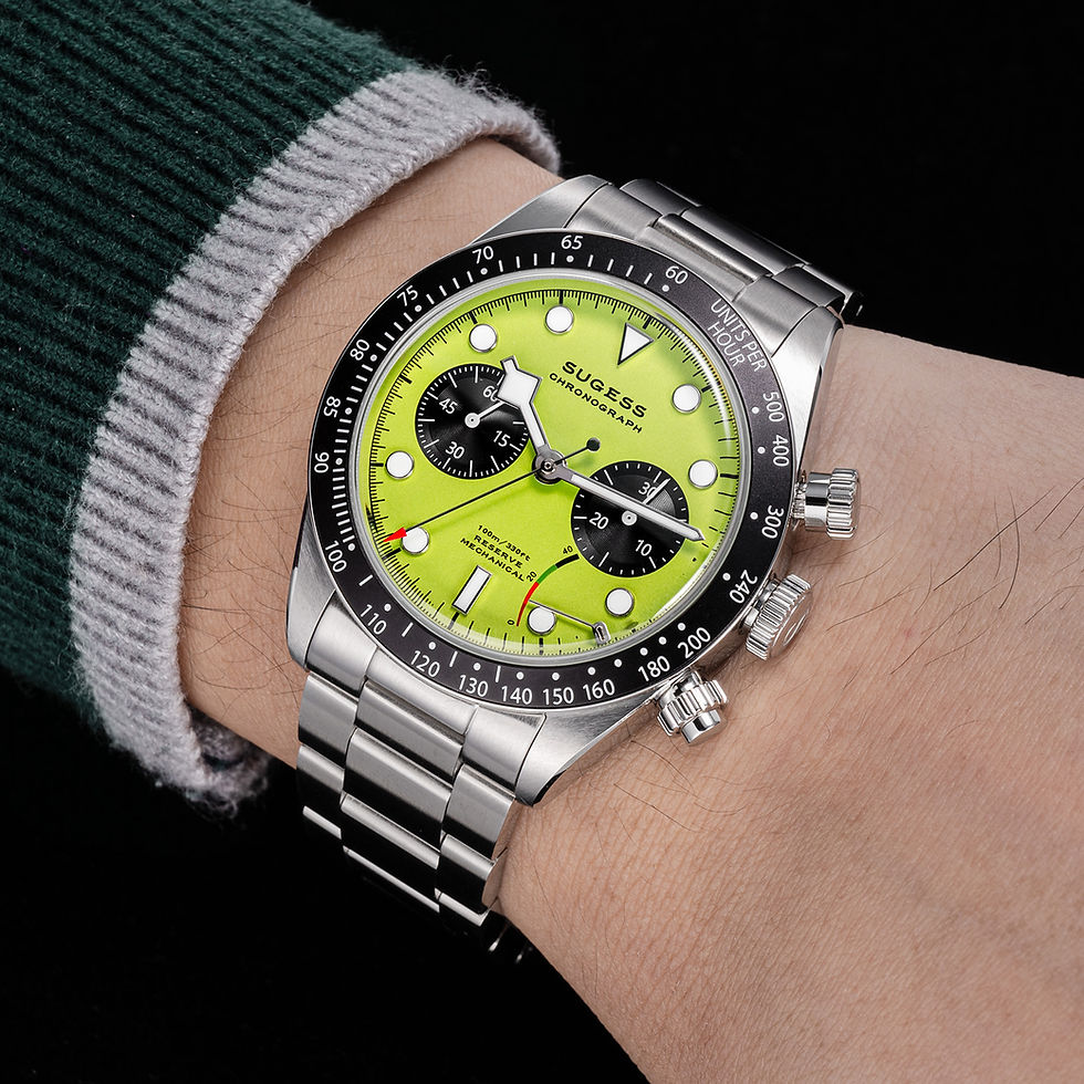 Thumbnail: Seagull Sugess ST1907 Panda 41mm Green Power Indicator Chronograph 1963 BNIB