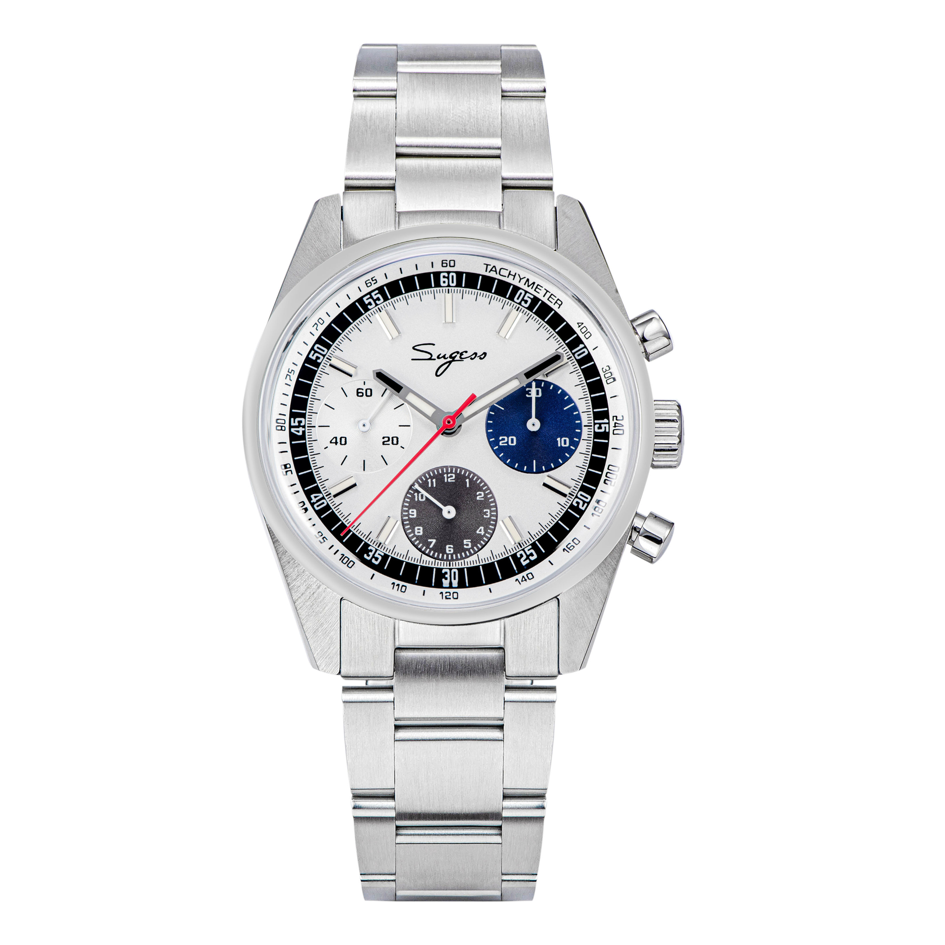 Seagull Sugess ST1902 Panda 38mm White Chronograph Domed Sapphire 2 Straps 1963