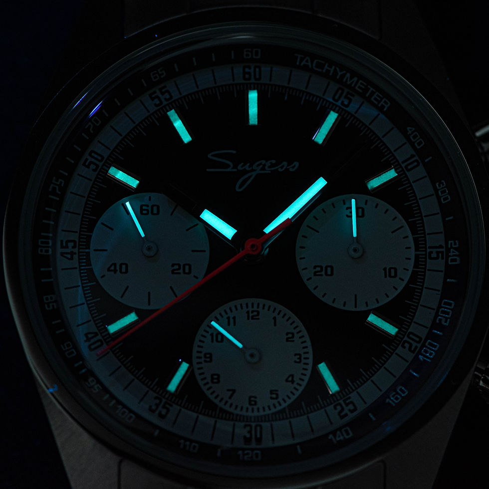 Thumbnail: Seagull Sugess ST1902 Panda 38mm White Chronograph Domed Sapphire 2 Straps 1963