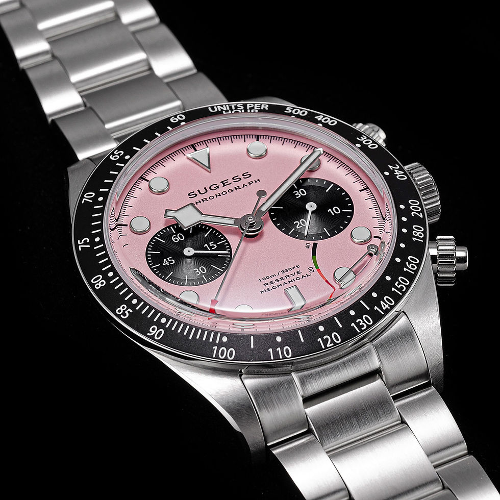 Thumbnail: Seagull Sugess ST1907 Panda 41mm Pink Power Indicator Chronograph 1963 BNIB