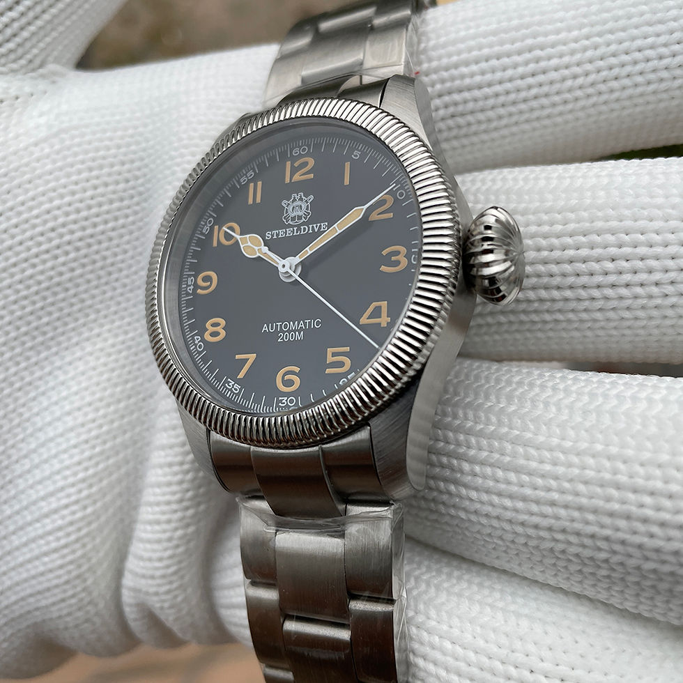 Thumbnail: Steeldive SD1906, Pilot Carved Coin Bezel, NH35, Sapphire, Lume, Bracelet, BNIB