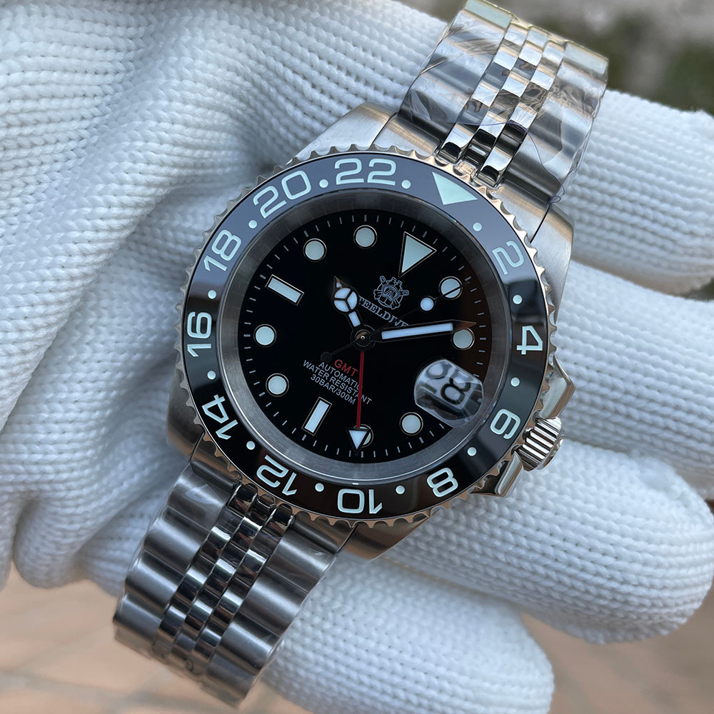 Steeldive SD1993, GMT, Black, NH34, Sapphire, Lume, 300m Diver, Diving, BNIB