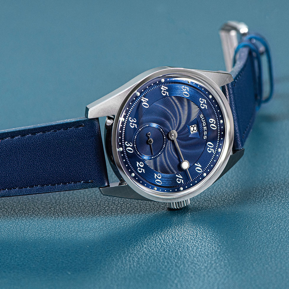 Thumbnail: Seagull Sugess ST17, Jump Hour, Dark Blue, 38mm, Dome, Automatic, 2 Straps, 1963