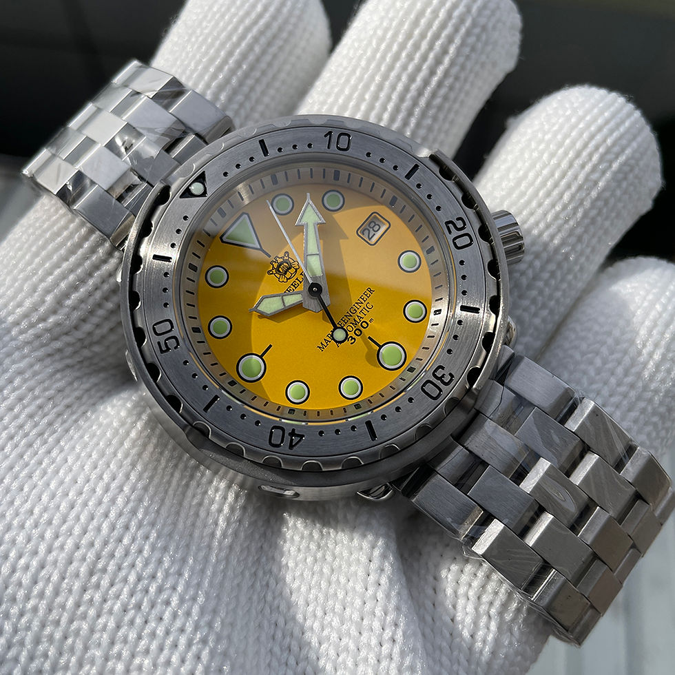 Thumbnail: Steeldive SD1986, TUNA, NH35, Steel Bezel, Sapphire, Lume, Yellow, Bracelet,BNIB