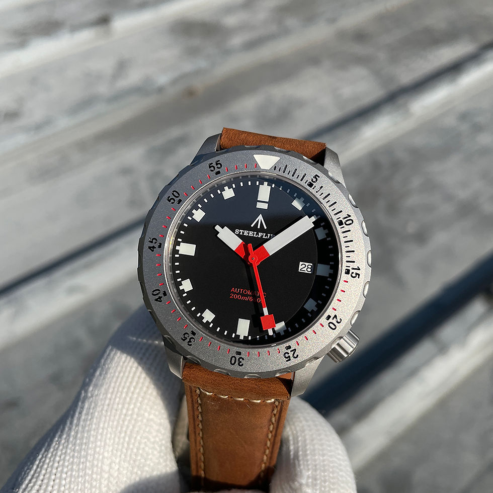 Thumbnail: Steeldive Steelflier SF752, Black, NH35, Sapphire, Lume, Diving, Leather, BNIB