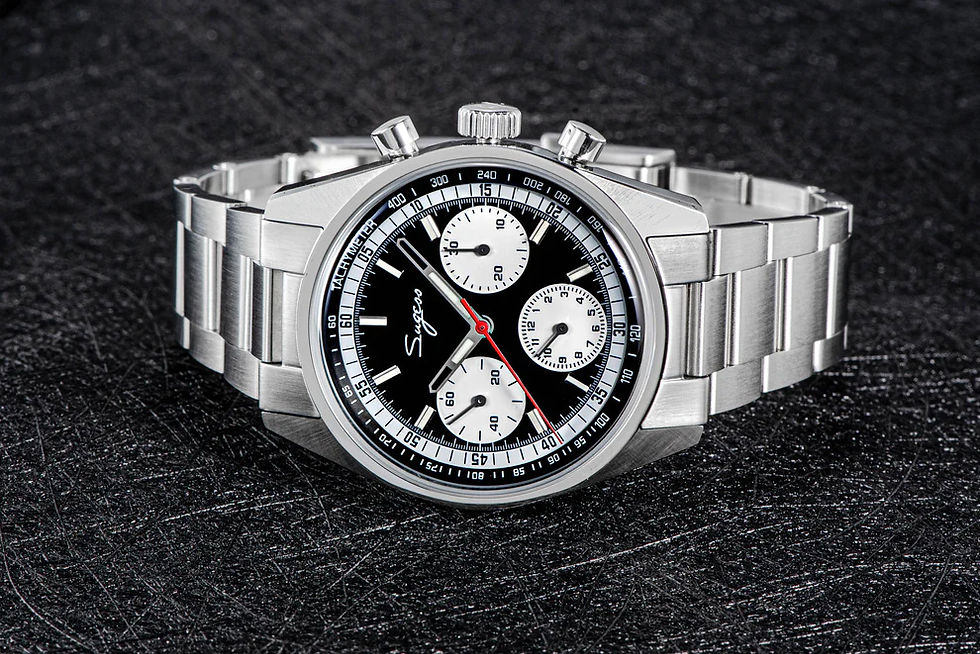 Thumbnail: Seagull Sugess ST1902 Panda 38mm Black Chronograph Domed Sapphire 2 Straps 1963