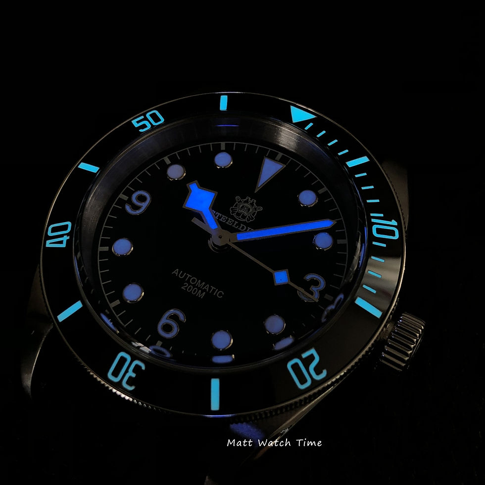 Thumbnail: Steeldive SD1958, Black Bay, NH35, AR Sapphire, Lume, Green, 200m Diving, BNIB