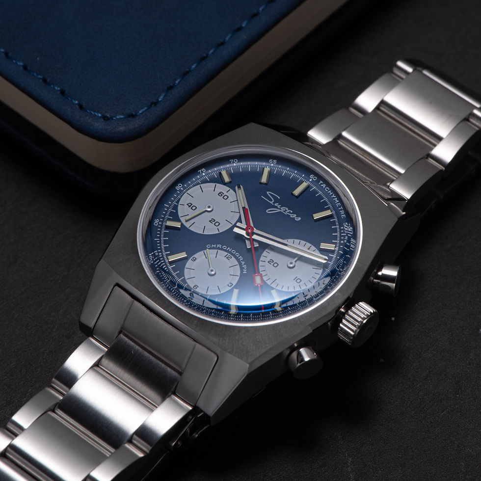 Thumbnail: Seagull Sugess ST1902 Panda 37mm Blue-W Chronograph Domed Sapphire 2 Straps 1963