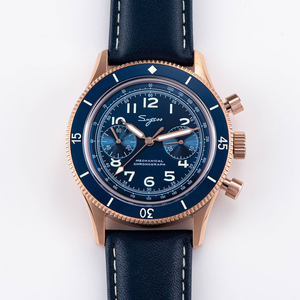 Thumbnail: Seagull Sugess ST1901 42mm Gold Military Aviation Chronograph Sapphire 1963 BNIB