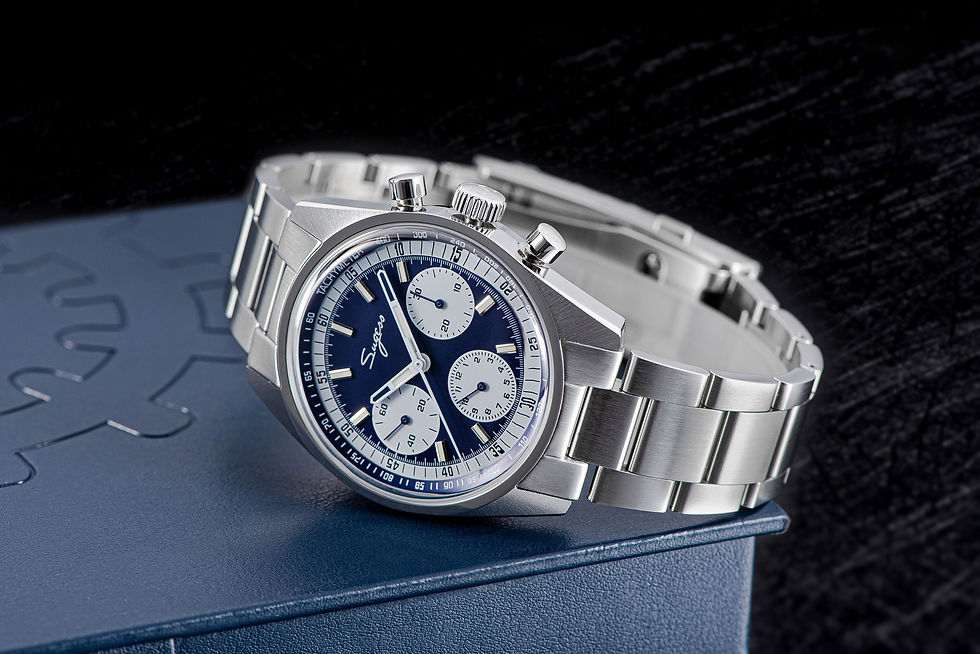 Thumbnail: Seagull Sugess ST1902 Panda 38mm Blue Chronograph Domed Sapphire 2 Straps 1963