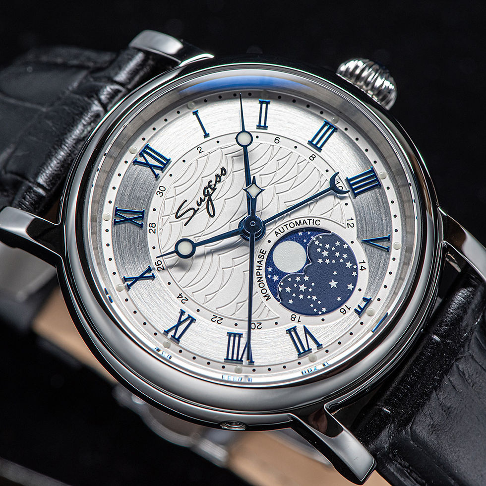Thumbnail: Seagull Sugess ST2108 Automatic Moon Phase Sapphire Display Hi Beat 1963 BU BNIB
