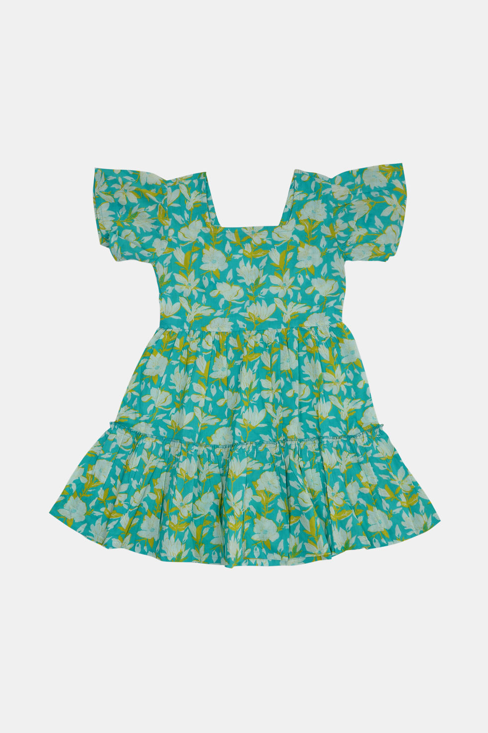 Flared Cotton Frock with Ruffled Sleeves