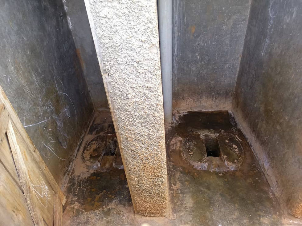 Inside the original block, showing worn and unsanitary conditions.