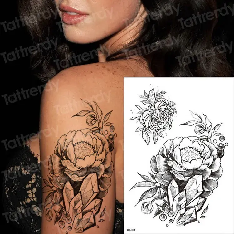 Thumbnail: Temporary Tattoo Black Flower Tattoo Sleeves