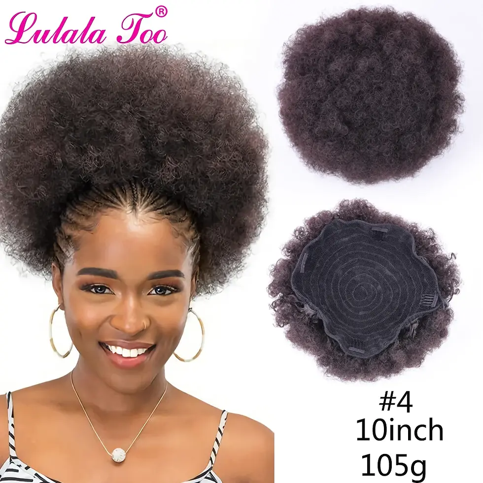 Thumbnail: 8inch Short Afro Puff Synthetic Hair Bun Chignon Hairpiece