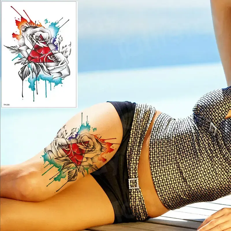 Thumbnail: Temporary Tattoo Black Flower Tattoo Sleeves