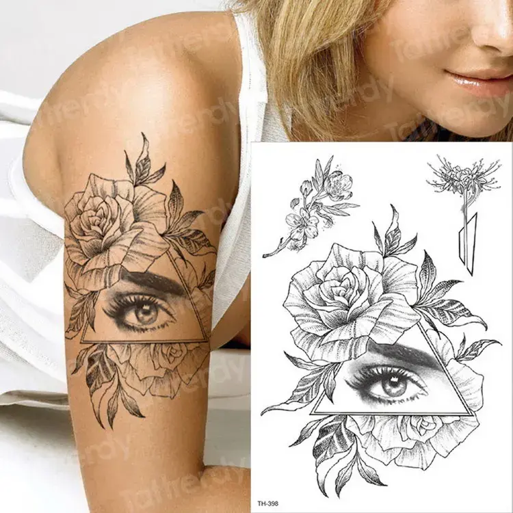 Thumbnail: Temporary Tattoo Black Flower Tattoo Sleeves
