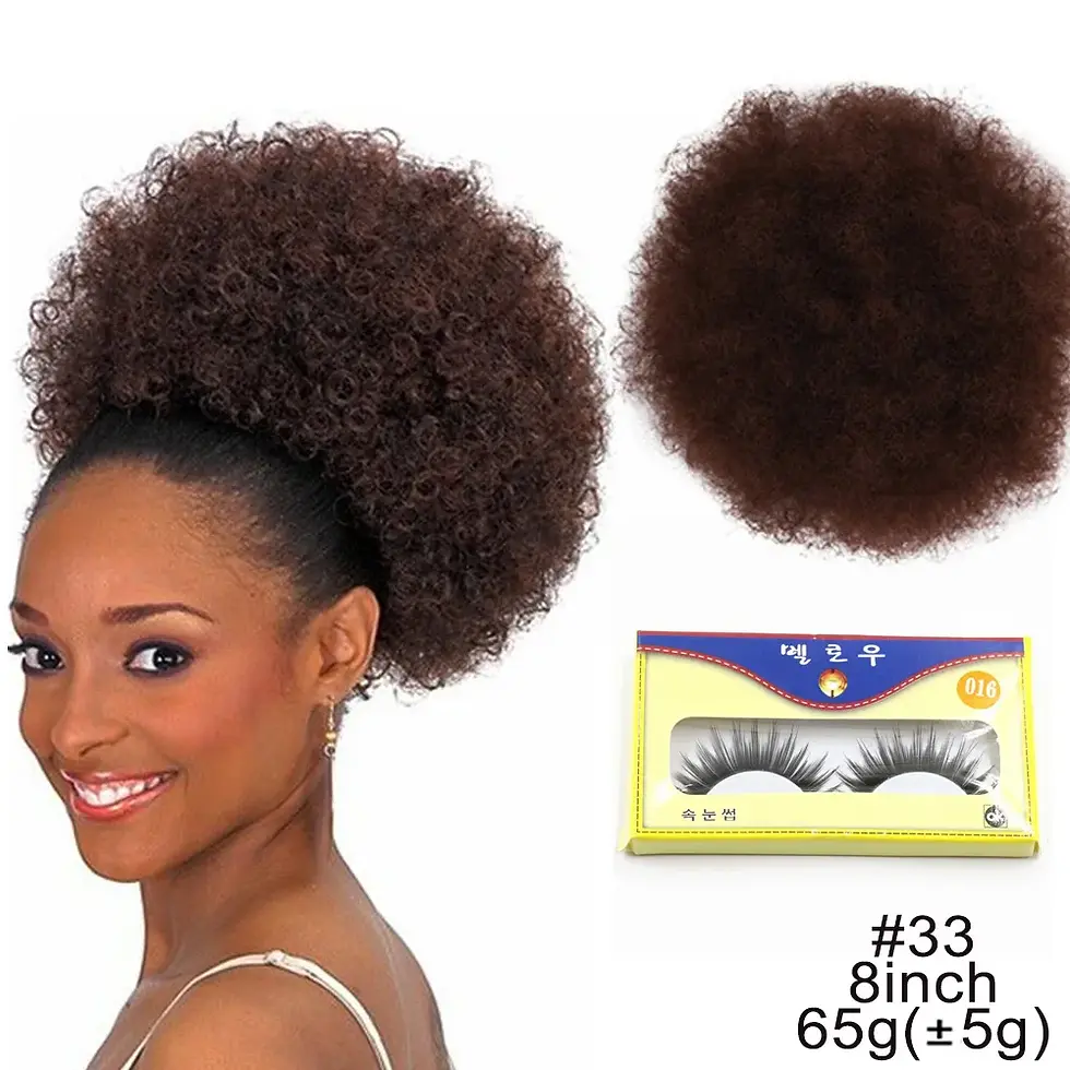 Thumbnail: 8inch Short Afro Puff Synthetic Hair Bun Chignon Hairpiece