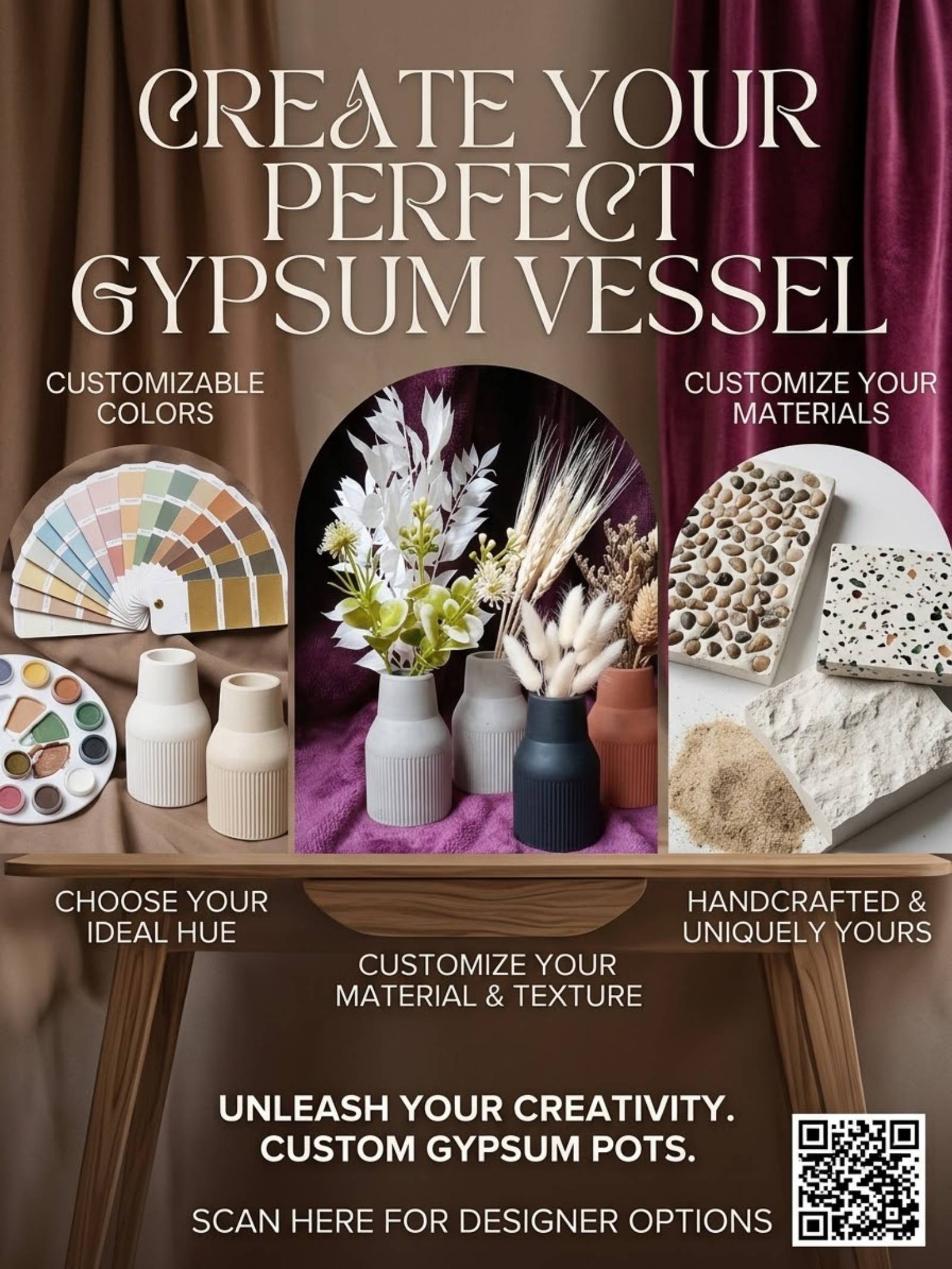 Custom Handcrafted Gypsum Decorative Vessel