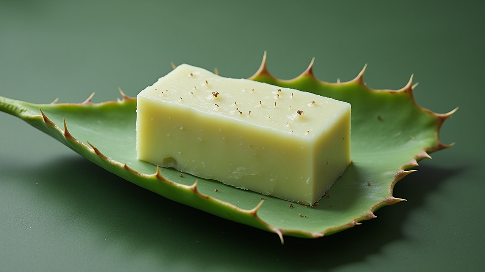 Gros plan sur un savon naturel au nopal posé sur une feuille verte