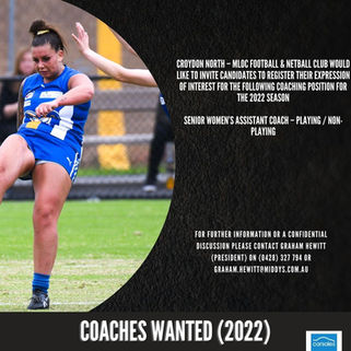 WOMEN’S ASSISTANT COACH WANTED – CROYDON NORTH MLOC