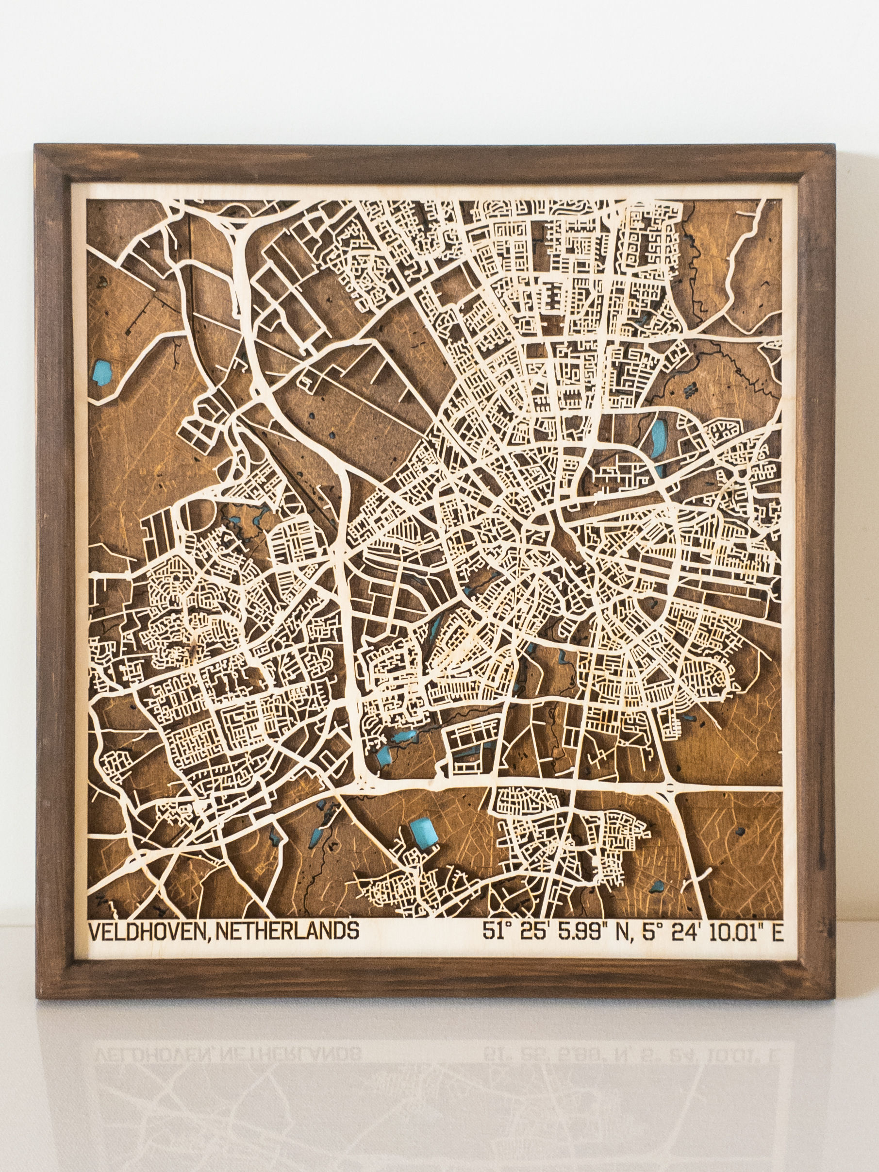 Custom Wooden map 16x20 size with Frame