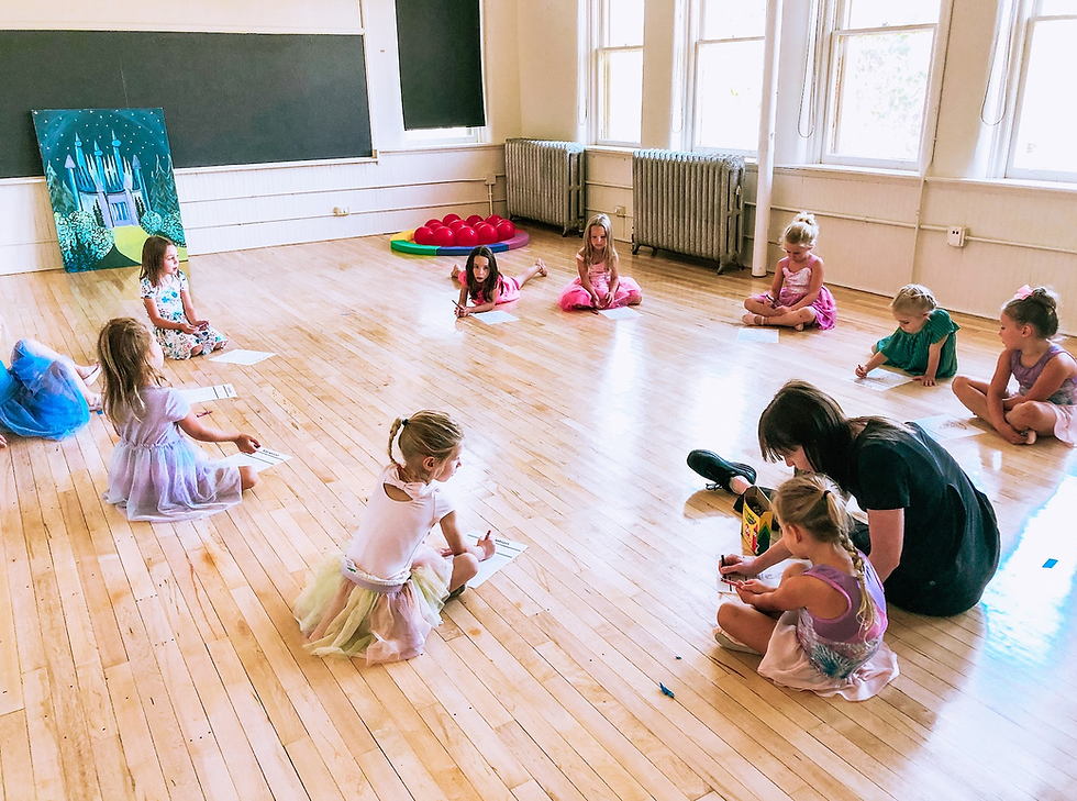Dancers sit in a circle coloring