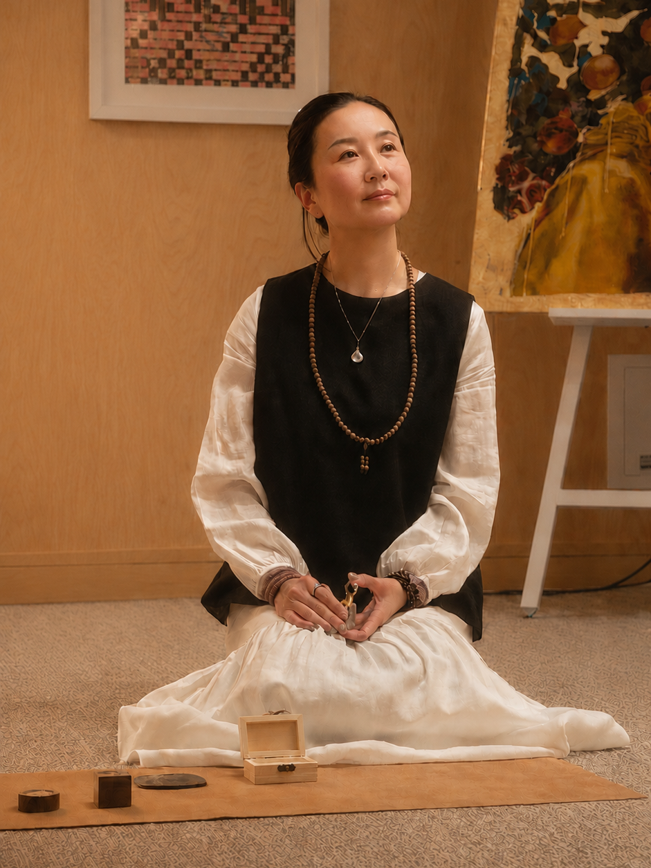 Marian's co-founder elegantly showcases a curated selection of scents 