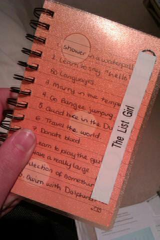 An old picture of The List Girl's first and original bucket list travel book
