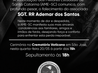 NOTA DE FALECIMENTO: SGT. RR Ademar dos Santos