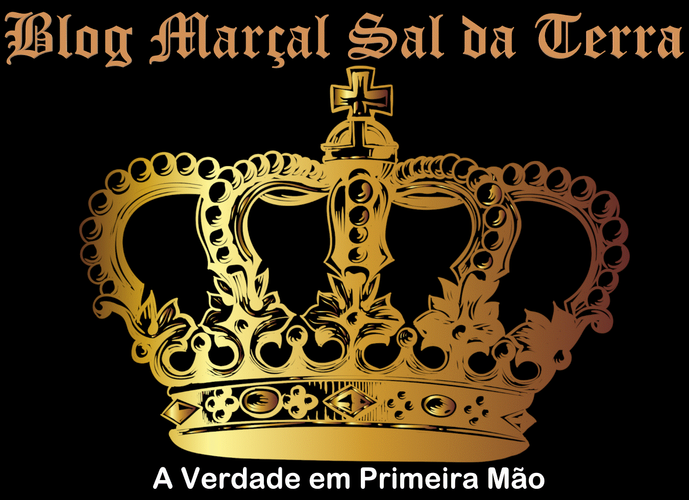 Logo com uma coroa dourada. Acima da coroa está o nome 'Marçal Sal da Terra' e abaixo da coroa está o texto 'A verdade em pr