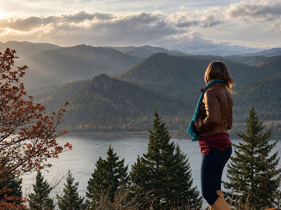 AndyND looking off into distance at pacific northwest landscape