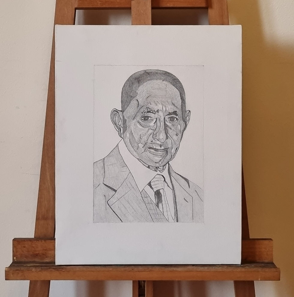 Grandfather 45x35 grafite su tela